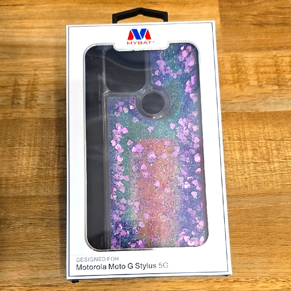 Purple Glitter Phone Case with Floating Design